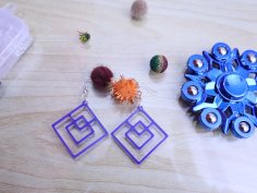 Lazer Kesim Modern Kare Küpe Ücretsiz Vektör