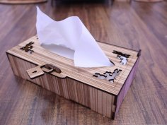 Lazer Kesim Ahşap Mendil Kutusu 3mm Ücretsiz Vektör