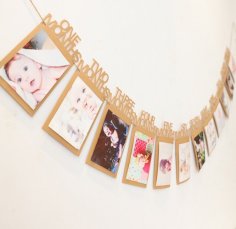 Lazer Kesim İlk Yıl Fotoğraf Çerçevesi Ücretsiz Vektör