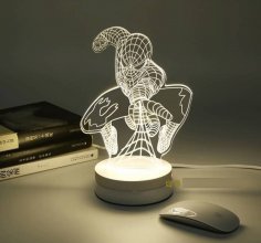 Lazer Kesim Örümcek Adam Akrilik 3D Lamba Ücretsiz Vektör