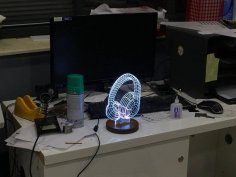 Lazer Kesim Kulaklık 3D Akrilik Lamba Ücretsiz Vektör