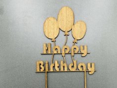 Lazer Kesim Balonlu Pasta Süsü Doğum Günü Pastası Dekorasyonu Ücretsiz Vektör