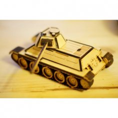Lazer Kesim Tank T-34 3D Puzzle 3mm Ücretsiz Vektör