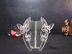 Lazer Kesim Kelebek Tealight Mumluk Akrilik 3mm Ücretsiz Vektör