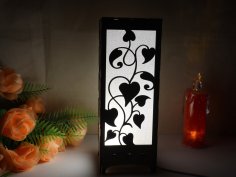 Lazer Kesim Ahşap Abajur Çiçek Deseni 3mm Ücretsiz Vektör