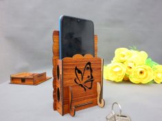 Lazer Kesim Kelebek Duvara Monte Telefon Tutucu 3mm Ücretsiz Vektör