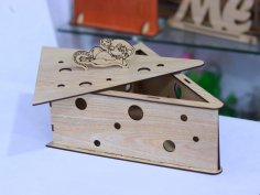 Lazer Kesim Fare Peynir Kutusu MDF 3mm Ücretsiz Vektör