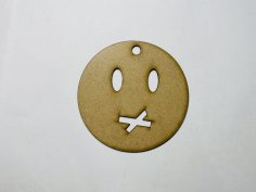 Lazer Kesim Ahşap Ağzı Kapalı Emoji Ücretsiz Vektör
