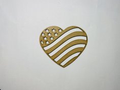 Lazer Kesim Ahşap Amerikan Bayrağı Kalp Ücretsiz Vektör