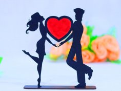 Lazer Kesim Romantik Aşk Çifti Ayakta Sevgililer Günü Dekorasyonu Ücretsiz Vektör