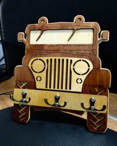 Lazer Kesim Jeep Duvara Monte Elbise Anahtar Askısı Ücretsiz Vektör