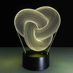 Lazer Kesim Soyut Düğüm Optik İllüzyon 3D Lamba DXF Dosyası