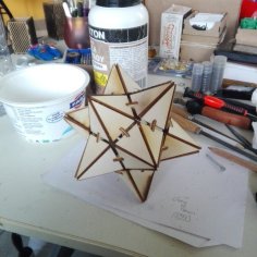 Lazer Kesim Ahşap Küçük Yıldızsı Dodekahedron SVG Dosyası