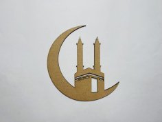 Lazer Kesim Kutsal Kabe, Cami ve Hilal Ücretsiz Vektör