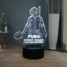 Lazer Kesim PUBG Mobile 3D İlüzyon Lamba Kazanan Kazanan Tavuk Yemeği Ücretsiz Vektör