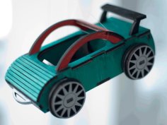 Lazer Kesim Ahşap Spor Araba 3D Model Ücretsiz Vektör