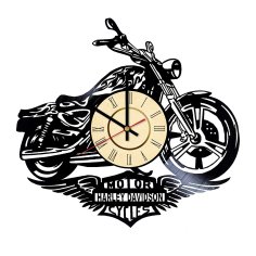 Lazer Kesim Harley Motosiklet Vinil Plak Duvar Saati Ücretsiz Vektör