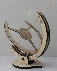 Lazer Kesim Güneş Saati 3D Puzzle Ücretsiz Vektör
