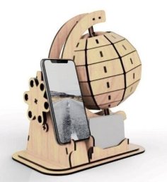 Lazer Kesim Dünya Küre Masaüstü Telefon Tutucu Ücretsiz Vektör