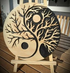 Lazer Kesim Yin Yang Mandala Ücretsiz Vektör