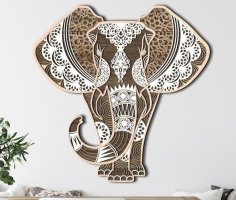 Lazer Kesim Fil Çok Katmanlı Mandala SVG Dosyası