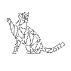 Lazer Kesim Stilize Çokgen Kedi Geometrik Hayvanlar DXF Dosyası