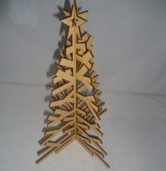 Lazer Kesim Ahşap Noel Ağacı Ücretsiz Vektör