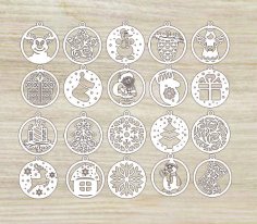Lazer Kesim Noel Süsü Noel Ağacı Oyuncakları Ücretsiz Vektör