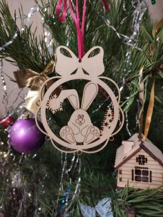 Lazer Kesim Tavşan Ahşap Tatil Süsü Noel Dekorasyonu Ücretsiz Vektör