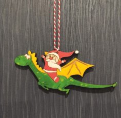 Lazer Kesim Noel Baba Ejderha Üzerinde Ornament Ücretsiz Vektör