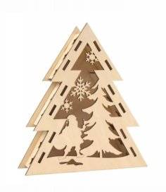 Lazer Kesim Noel Baba Noel Ağacı Kutusu Ücretsiz Vektör