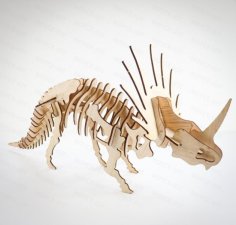 Lazer Kesim Styracosaurus Dinozor 3D Puzzle Ücretsiz Vektör