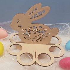 Lazer Kesim Paskalya Tavşanı Yumurta Tutucu Standı Ücretsiz Vektör