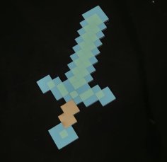 Lazer Kesim Minecraft Piksel Kılıç Ücretsiz Vektör