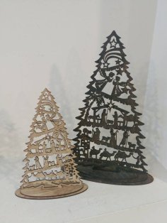 Lazer Kesim Doğuş Temalı Noel Ağacı Ücretsiz Vektör
