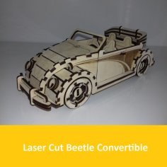 Lazer Kesim Böcek Cabrio Ahşap Model Ücretsiz Vektör