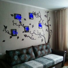 Lazer Kesim Aile Ağacı Fotoğraf Çerçeveleri Duvar Sanatı Ücretsiz Vektör