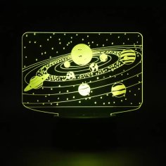 Lazer Kesim Güneş Sistemi 3D LED Optik İlüzyon Lamba Ücretsiz Vektör