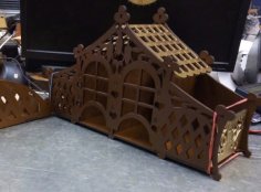 Lazer Kesim Ahşap Çay Evi Ücretsiz Vektör