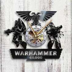 Lazer Kesim Warhammer 40k Vinil Plak Duvar Saati Ücretsiz Vektör