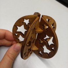 Lazer Kesim Yıldızlı Noel Ağacı Topu Süsü DXF Dosyası