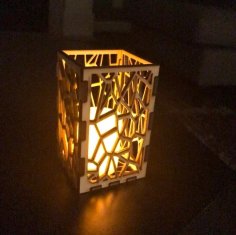 Lazer Kesim Ahşap Mumluk Tealight Fener Ücretsiz Vektör