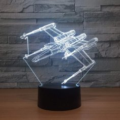 Lazer Kesim Star Wars X-wing 3D İllüzyon Lamba Ücretsiz Vektör