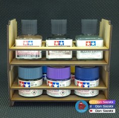 Lazer Kesim İstiflenebilir Tamiya Boya Rafı SVG Dosyası