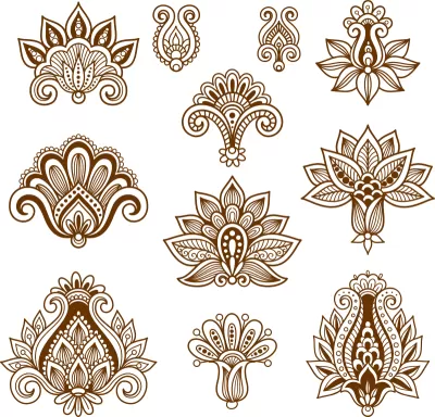 Vektörel El Çizimi Soyut Kına Mehndi Paisley Ücretsiz Vektör CDR çizimi