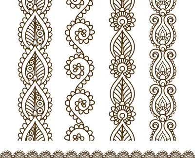 Mehndi tarzı süsleme kenarlığı Ücretsiz Vektör CDR çizimi