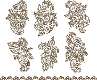 Kına Mehndi Paisley Dövme Vektör Tasarım Öğeleri Ücretsiz Vektör CDR çizimi
