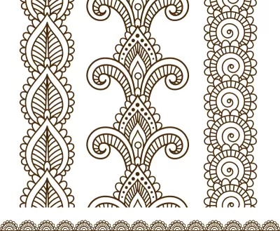 Hint, Mehndi Kına çizgi dantel elemanları desenleri Ücretsiz Vektör CDR çizimi