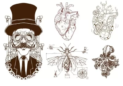 Steampunk Dekor Vektör Çizimi Ücretsiz Vektör CDR çizimi