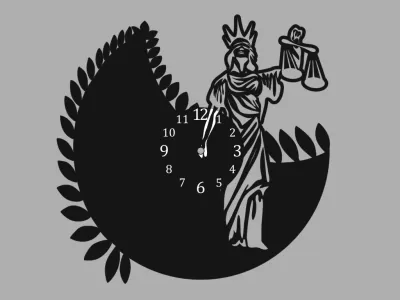 Adalet Tanrıçası Femida Saat DXF Dosyası DXF çizimi